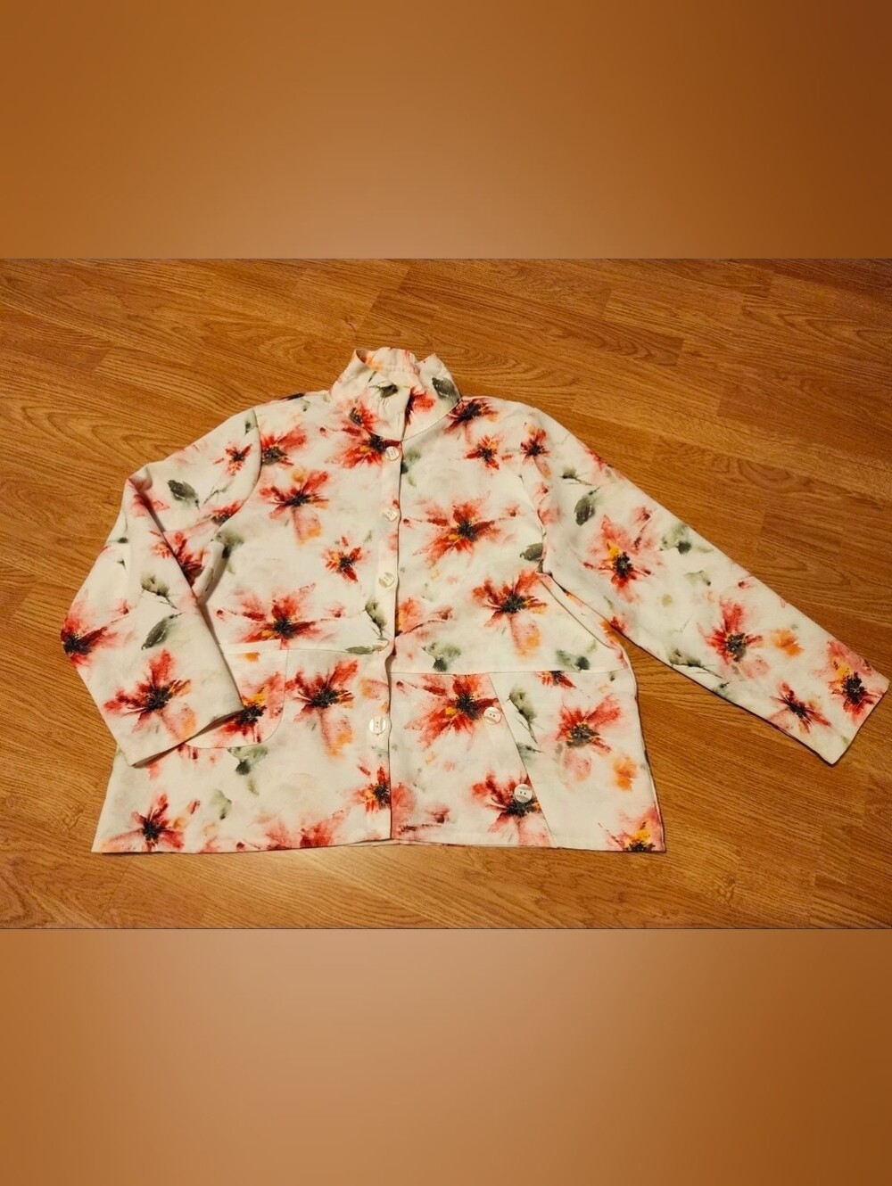 Trisha Tyler Collar Floral Button Down Blazer Jacket Size 1X
